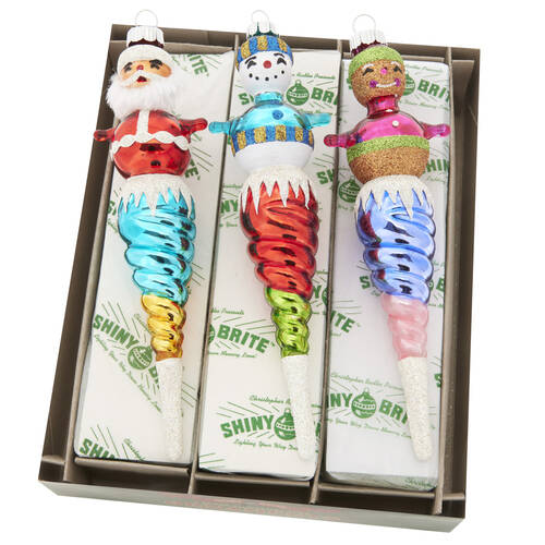 Shiny Brite Ornaments Christmas Confetti Santa Icicles - With Box Bx245