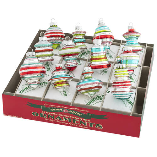 Shiny Brite Ornaments Decorated Shapes Festive Fete - Boxed