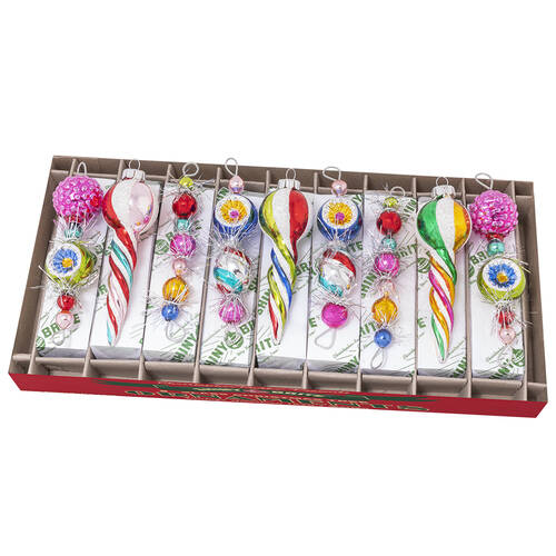 Shiny Brite Ornaments Shape Icicles W/Tinsechristmas Confetti  - Boxed