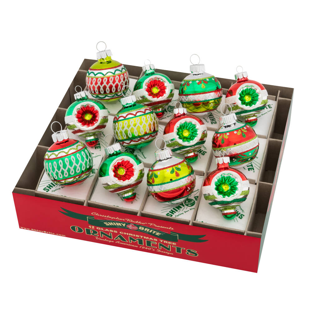 Shiny Brite Ornaments Decorated Rounds & Shapes-Holday Splendo - Boxed