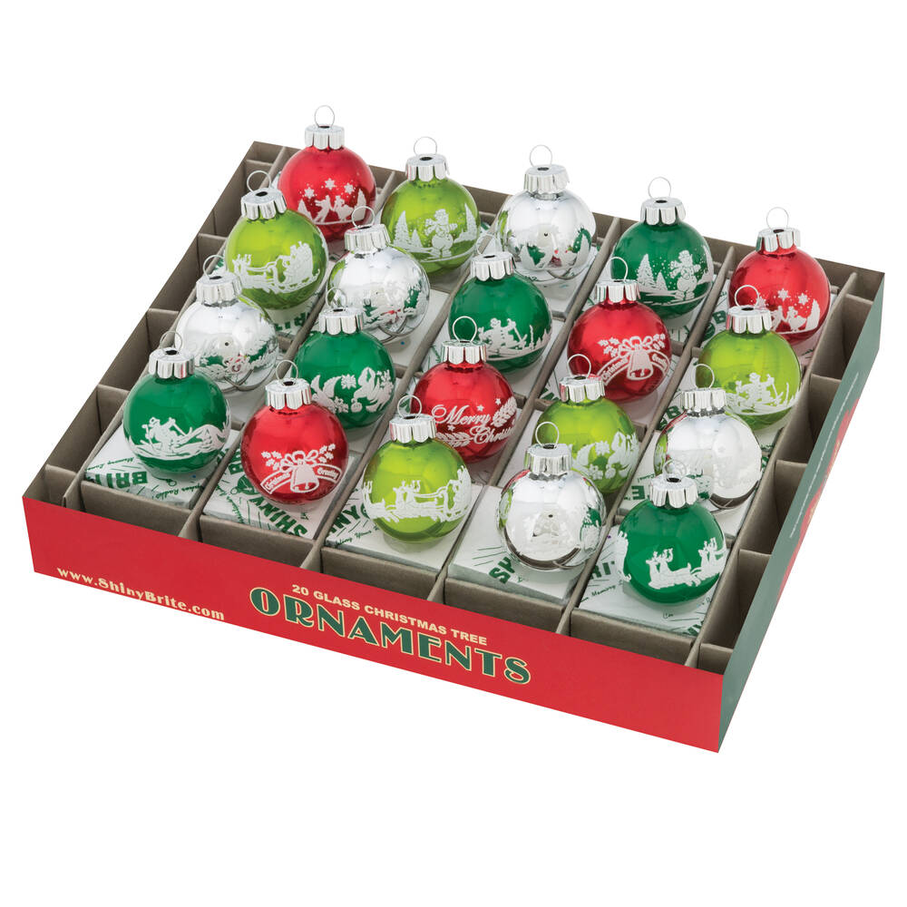 Shiny Brite Ornaments Signature Flocked Rounds-Holiday Splendo - Boxed