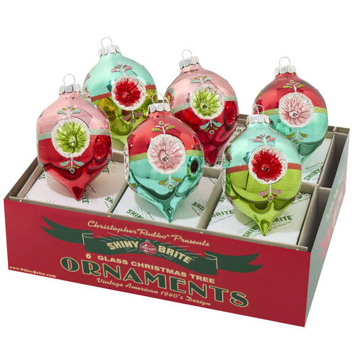 Shiny Brite Ornaments Fete Decorated Reflector Tulip - Bx363 With Box
