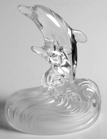 Royal Crystal Rock Miscellaneous Figurine Dolphin Family-Dolphins On Wave - No Box