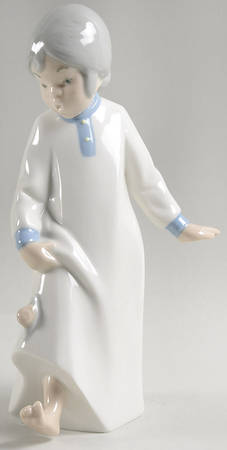 Rex Porcelain Figurine Girl In Night Clothes With Snail - No Box