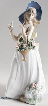 Rex Porcelain Figurine Woman With Flower Basket - No Box