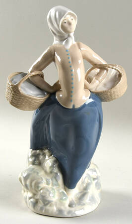 Rex Porcelain Figurine Girl With Baskets - No Box