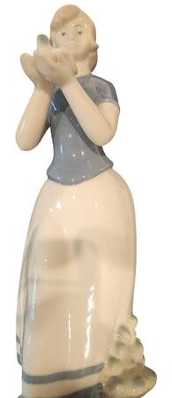 Rex Porcelain Figurine Woman With Bird - No Box