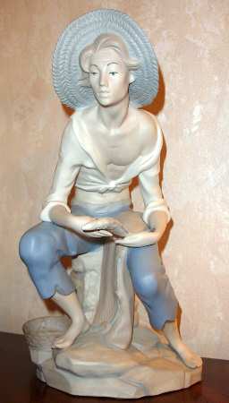 Rex Porcelain Figurine Boy With Fish - No Box