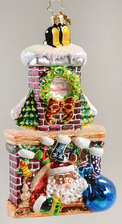 2010 Christopher Radko Ornaments Claus For Concern-Santa In Fireplace - No Box