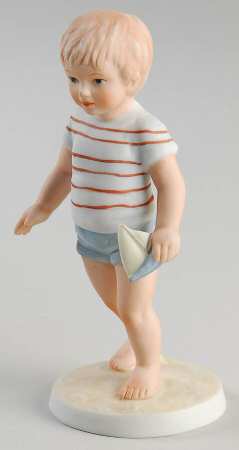 For a Mother's Love Boy Holding Small Sailboat - No Box