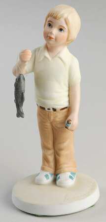 For a Mother's Love Boy Holding Fish - No Box