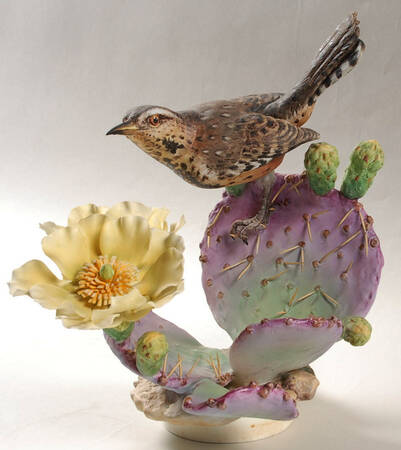 Doughty American Birds Hen-Cactus Wren & Prickly Pear - Bx77*-With Box 77 *