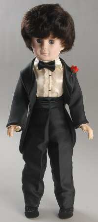 Bridal Groom Ecru Shirt Black Tux - Boxed