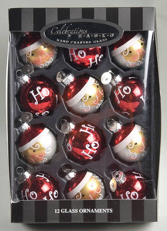 Celebrations Santa And Ho Ho Ornaments-Set Of 12 - Boxed