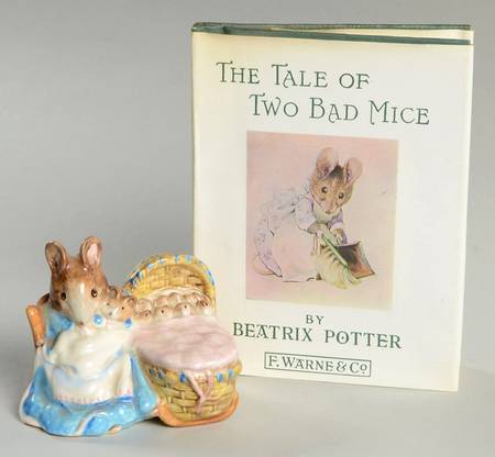 Beatrix Potter Book & Figurine Set The Tale Of Two Bad Mice-Hunca Munca - Boxed