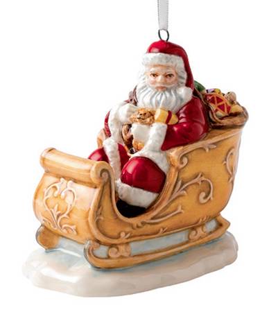Traditional Christmas Ornaments Santa In Sleigh - No Box