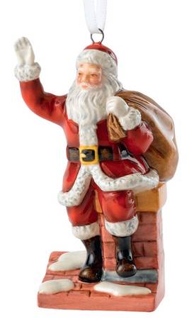 Traditional Christmas Ornaments Santa On A Chimney - No Box