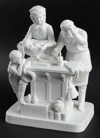Rogers Group White Figurines Weighing The Baby - No Box