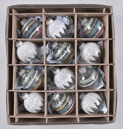 Shiny Brite Easter Ball Stripes & Snowcalls Green - Boxed