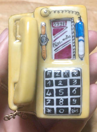 RCM Limoges Boxes Telephone Box,Yellow - No Box by Rcm