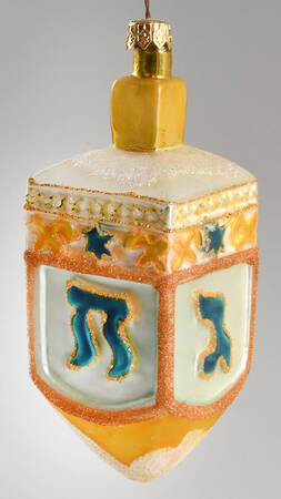 Hanukkah Ornaments Simon's Dreidel-Gold/White - No Box