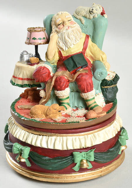 Christmas Carol Music Box Santa Sleeping - With Box