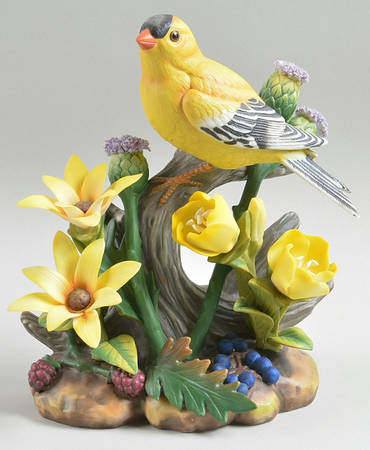 Sadek Bird Figurines Goldfinch With Sunflowers - No Box