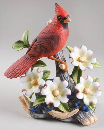 Sadek Bird Figurines Cardinal With White Dogwood - Boxed