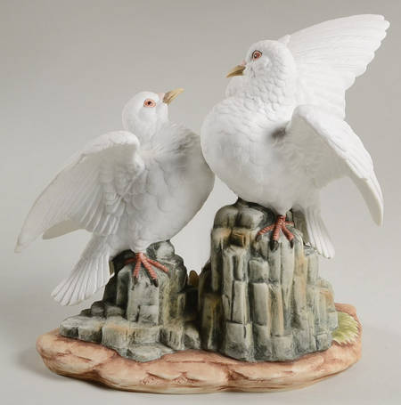 Sadek Bird Figurines Double White Doves - Boxed