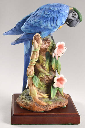 Sadek Bird Figurines Gold And Blue Macaw - No Box