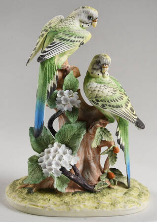 Sadek Bird Figurines Group Of Parakeets - No Box