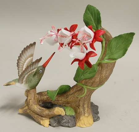 Sadek Bird Figurines Hummingbird With Fushia - No Box