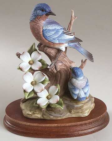 Sadek Bird Figurines Bluebird With Baby - Boxed