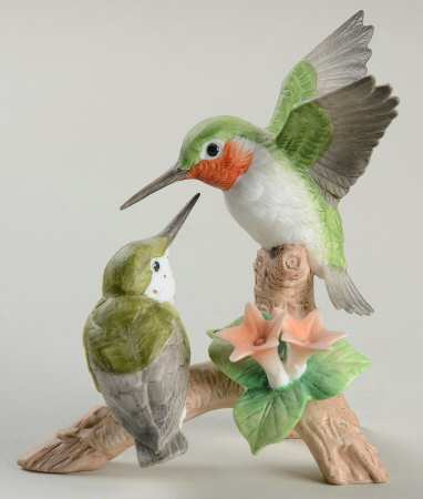 Sadek Bird Figurines Ruby Throated Hummingbirds - Boxed