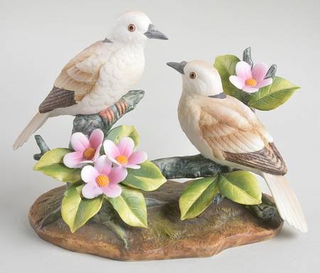 Sadek Bird Figurines Two Turtledoves With Pear Blossom - Boxed