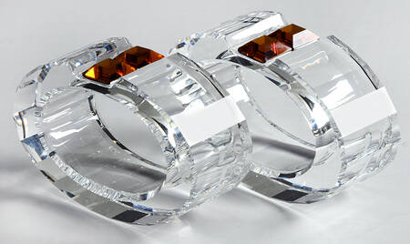 Rainbow Napkin Rings Topaz Zircon-Set Of 2  - Boxed