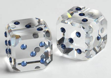 Good Luck Dice-Blue-Pips Set Of 2 - Boxed