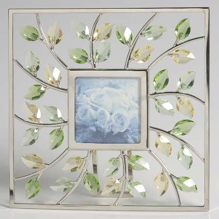 Swarovski Crystal Giftware Leaves Picture Frame-Peridot - No Box