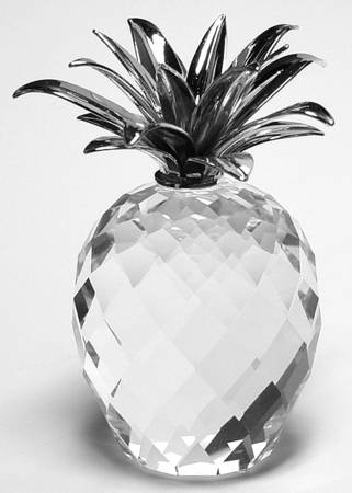 Sparkling Fruit Pineapple-Large Rhodium Smooth Leaves - With Box