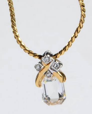 Pendants & Necklaces Emerald Cut Crystal W/4 Stones Necklace - No Box