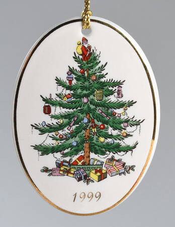Annual Christmas Tree Ornament 1999-Gold Trim - Boxed