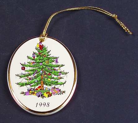 Annual Christmas Tree Ornament 1998-Gold Trim - No Box