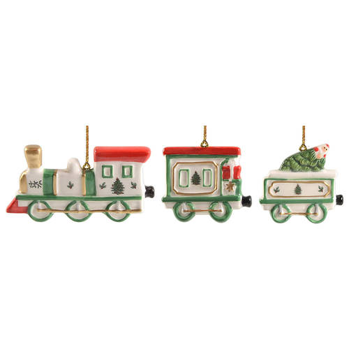 Christmas Tree Ornaments Train Set Of 3 - No Box
