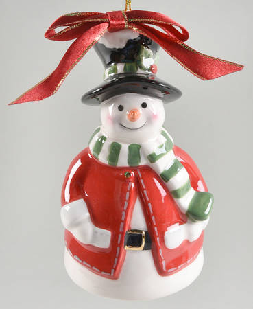 Christmas Tree Ornaments Snowman Bell - Boxed