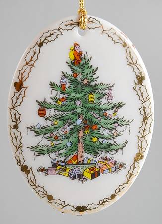 Annual Christmas Tree Ornament Holly Leaves - Oval - No Box
