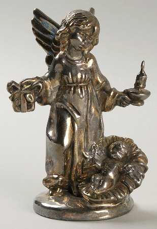 Sam Philipe Figurines Angel W/ Candle & Baby Jesus - No Box