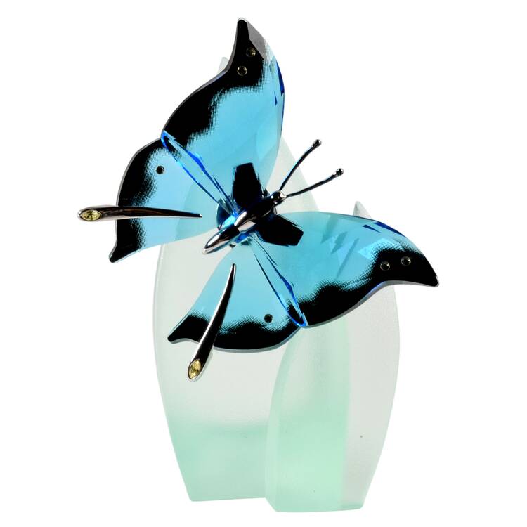 Insects & Butterflies-Crystal Paradise Ambur-Blue Turquoise-With Stand - No Box