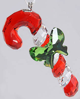 Swarovski Ornaments Candy Cane-With Green Bow - Boxed