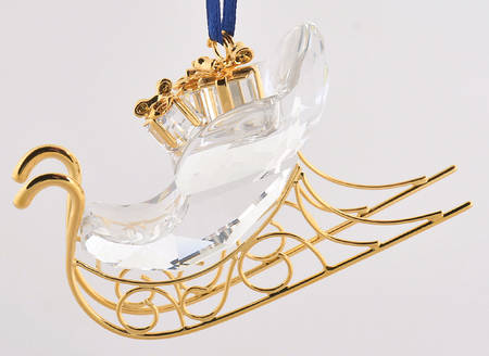 Swarovski Ornaments Sleigh-Gold - Boxed
