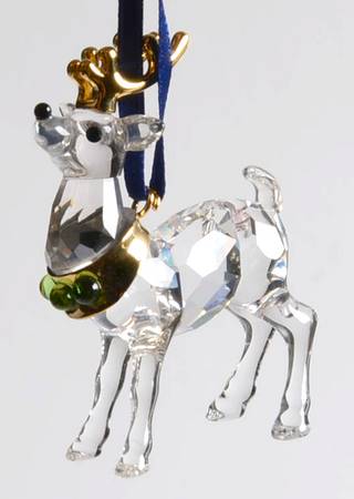 Swarovski Ornaments Reindeer-Gold Antlers - Boxed